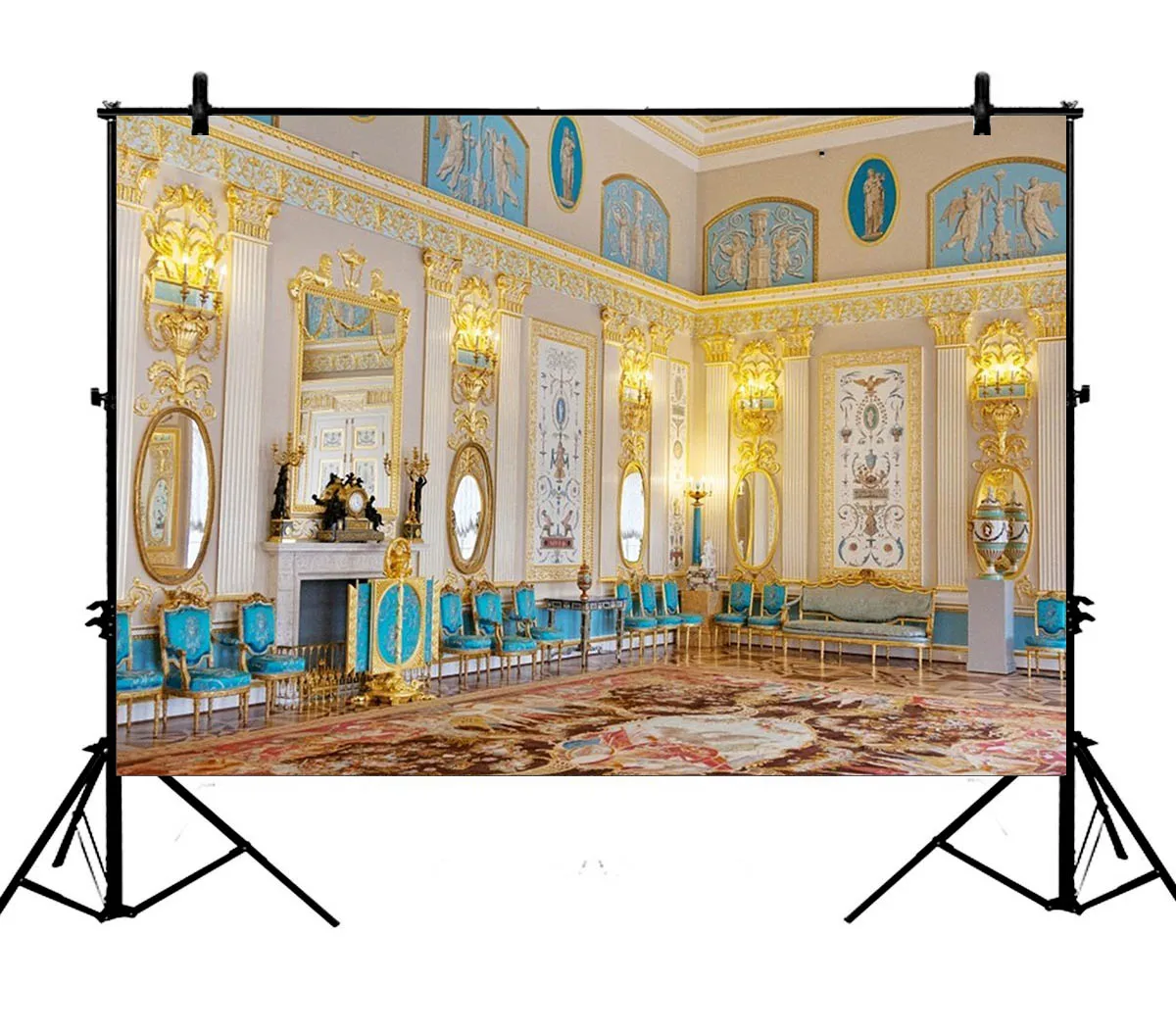 5x7ft Банкетный зал королевские палочки зеркальные стулья ковер полиэстер фото фон