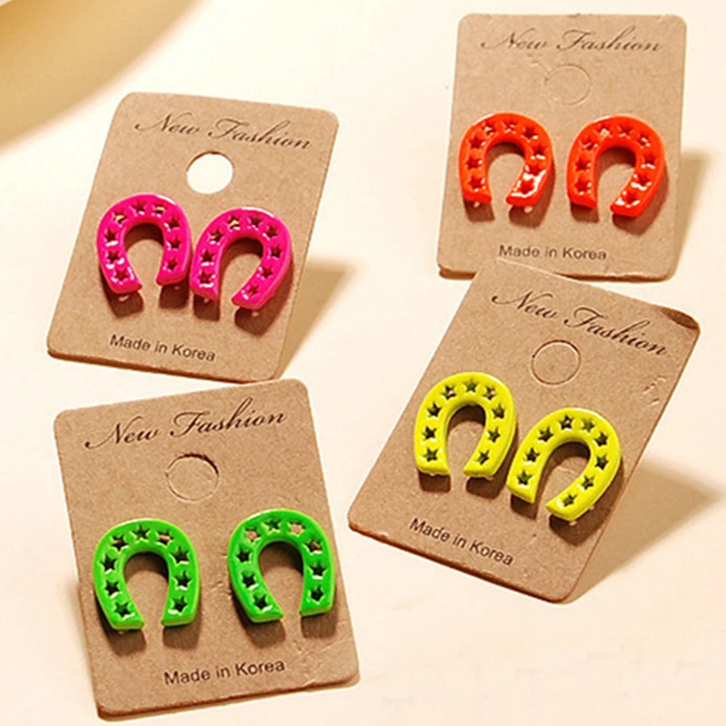 Лидер продаж 2021 оптовая продажа флуоресцентные Разноцветные серьги с маленькими