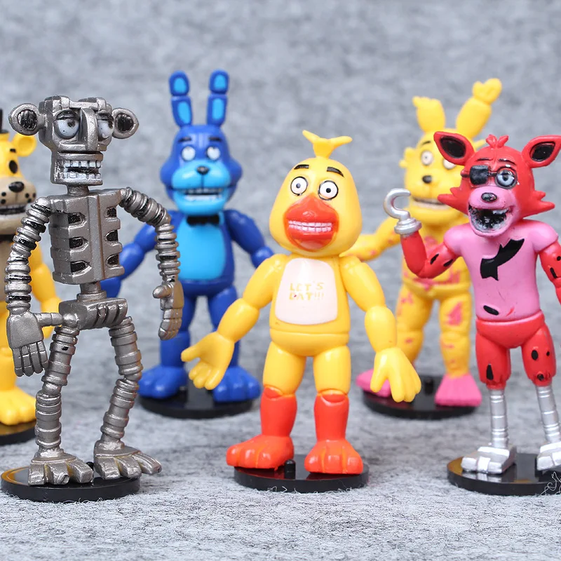 6 шт./компл. Five Nights At Freddy's» «пять ночей у Фредди» рисунок игрушки с рисунком персонажей из игры «пять ночей в Фредди» Бонни Фокси» из мультфильма для мальчика, Freddy Fazbear Медведь кукла ПВХ игрушки Фигурки подарок для детей