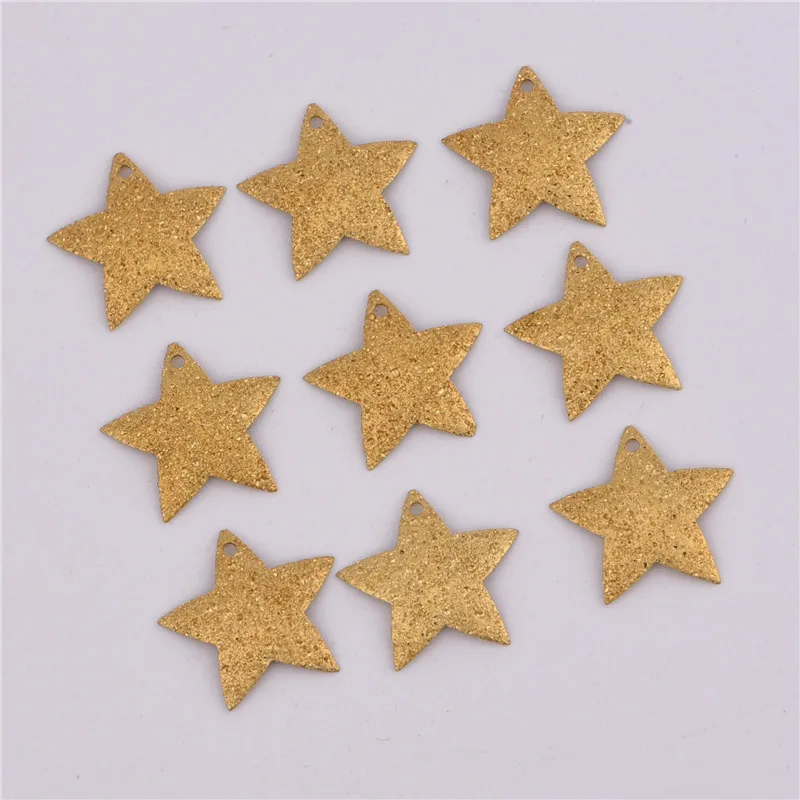 50PCS 17mm Copper Material Star Shape Charm Star Disc Pendant for Earring Necklace DIY Handmade Jewelry Making