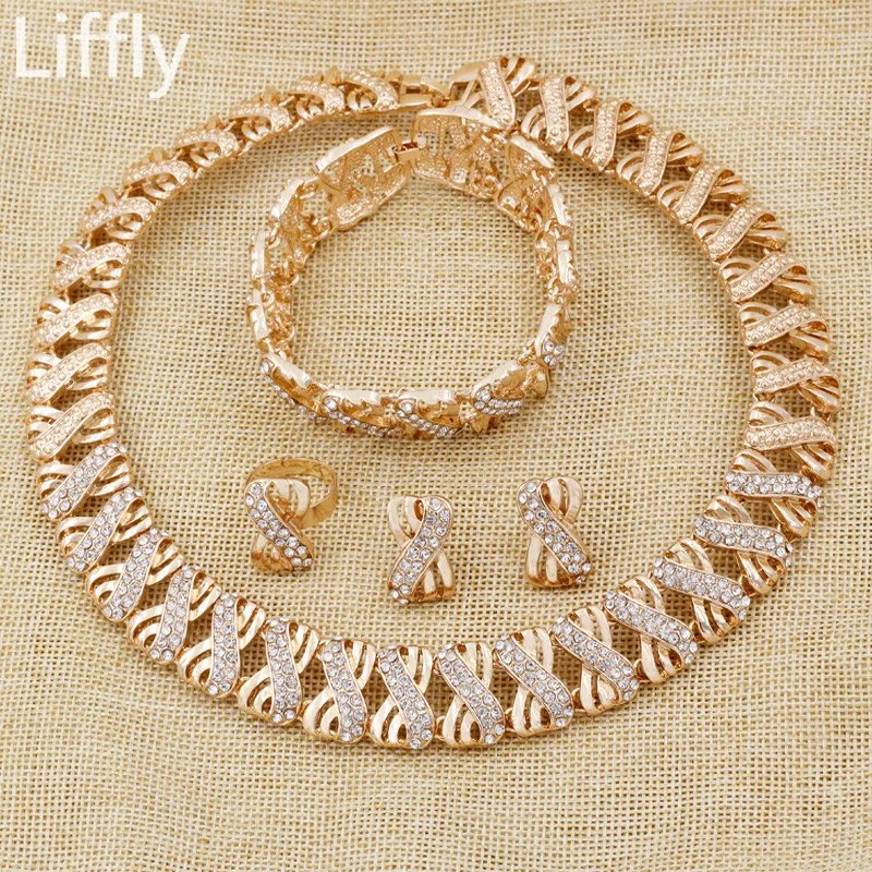 Женский комплект ювелирных изделий Liffly Свадебный в нигерийском стиле золотого
