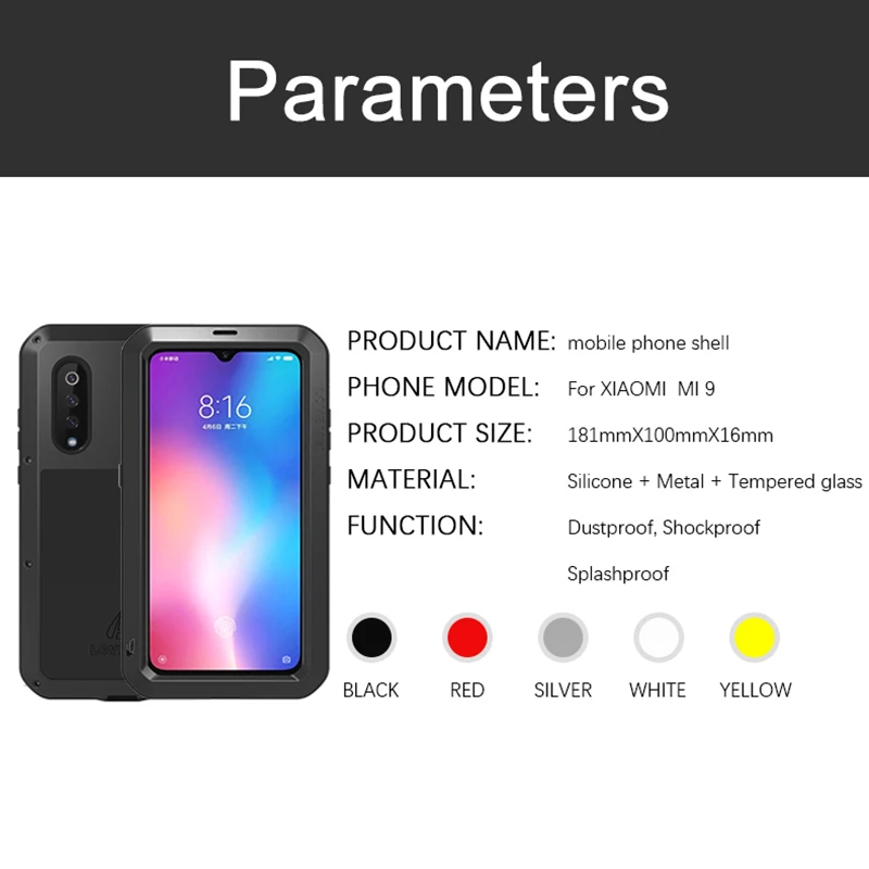 LOVEMEI мощный металлический водонепроницаемый чехол для Xiaomi mi 9 алюминиевый Броня