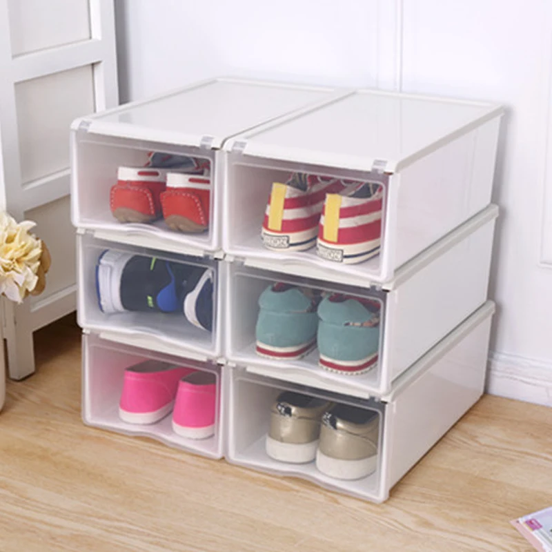 Green Plastic Transparent Shoe Box Thicken Combination Clamshell Stackable Storage Drawer Tissue Household Items | Дом и сад
