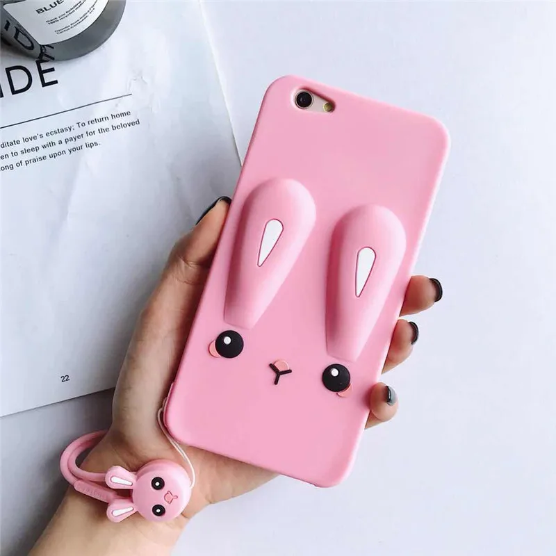 3D мультяшками ЧЕХОЛ ДЛЯ Vivo Y53 Y55 Y66 Y67 Y75 Y79 Y83 Y85 Y97 милый кролик мягкая силиконовая