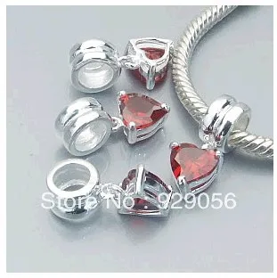 Free shipping 1pcs/lot European 925 Sterling Silver Love charm links with red heart dangle beads | Украшения и аксессуары