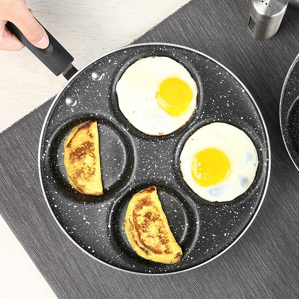 Yfashion Meifan Stone Egg Hamburg Non-stick Dumpling Frying Pan Mould Three-hole Dumpling-Black |