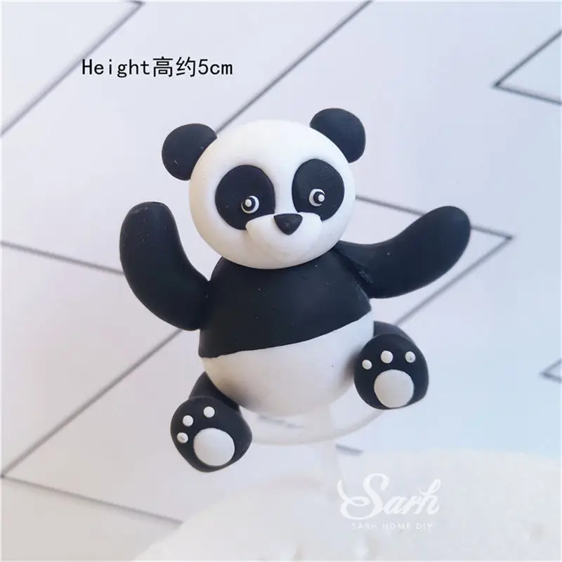 Clay sitting panda Шикарная панда бамбуковый торт Топпер мальчик девочка день рождения черепаха лист украшения товары для детской вечеринки Свадьба выпечки сладкие подарки - Цвет: Clay sitting panda