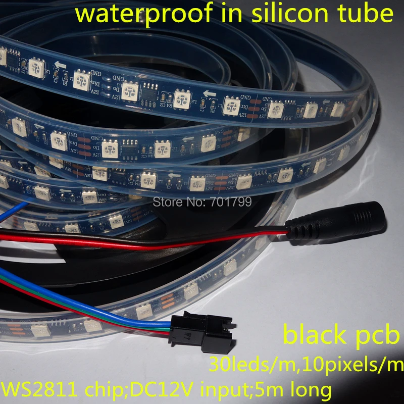 5 м DC12V WS2811 Светодиодный s (20pixes/m) черная светодиодная цифровая лента PCB IP66