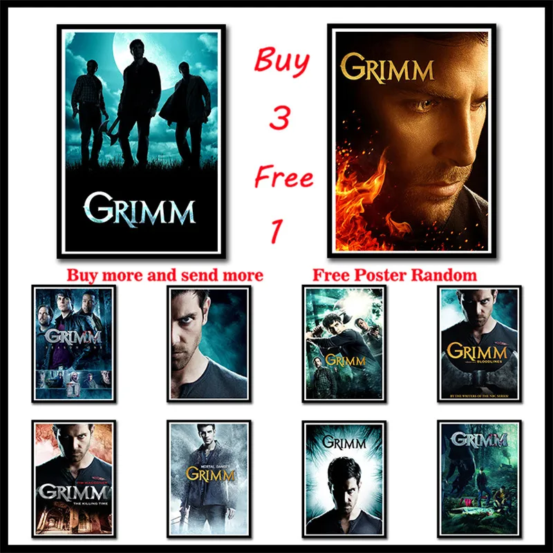 Бумажный плакат с покрытием Grimm четкое изображение настенные наклейки украшение