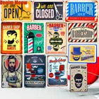 Стрижка и бритье ретро металлические тарелки для паба украшение магазин Реклама Стена парикмахерской наклейки верхняя прическа арт доска домашний декор