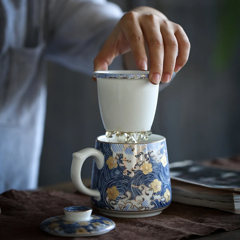 TANGPIN цветные эмалы фарфоровые чашки с фильтрами фарфоровая кофейная чашка с подарочной коробкой 330 мл