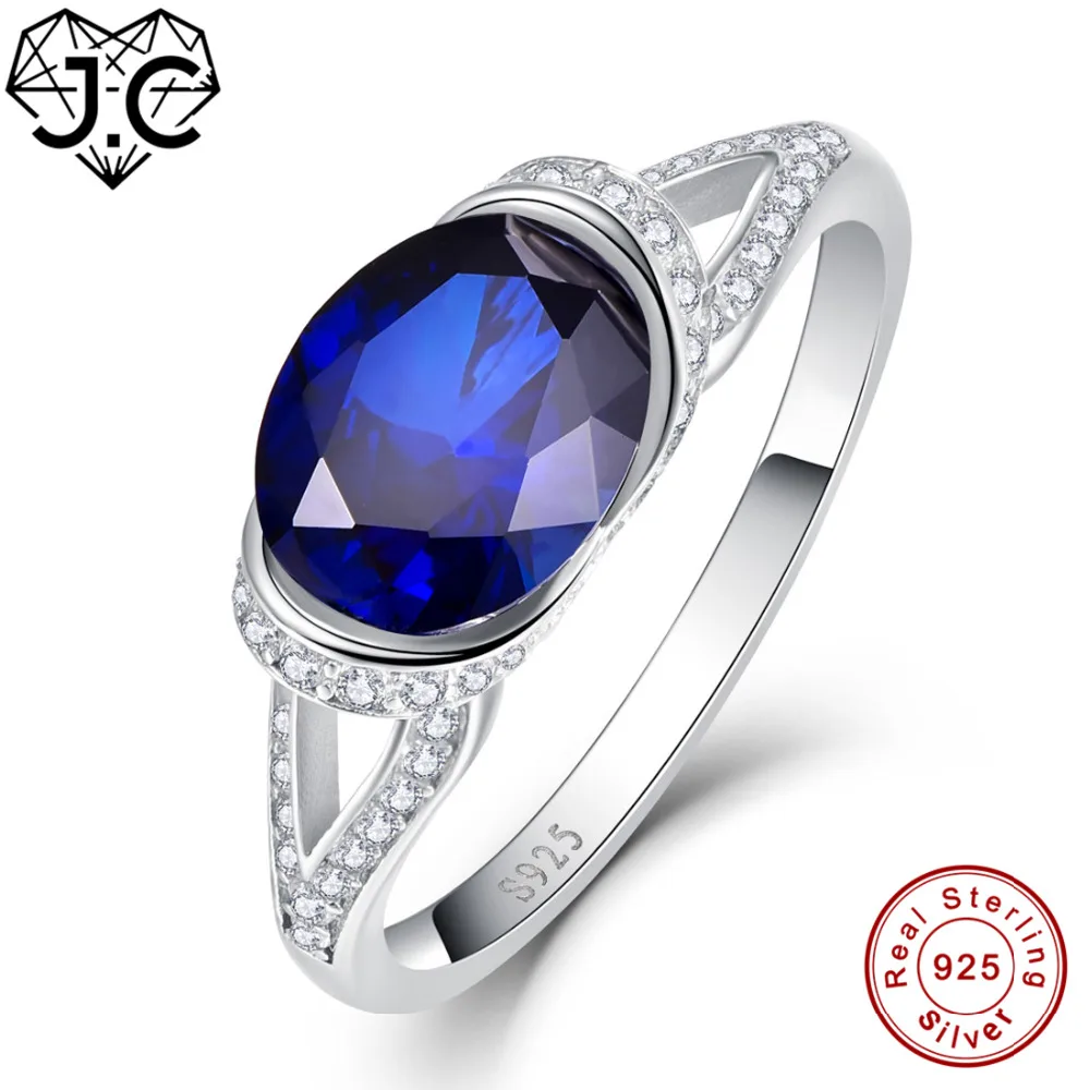 

J.C For Women Men Classic Style Fine Jewelry 2ct Sapphire Blue & Ruby & White Topaz Solid 925 Sterling Silver Ring Size 6 7 8 9