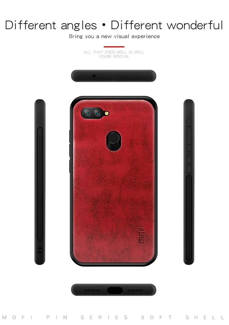 MOFi из искусственной кожи+ ТПУ+ PC чехол для Xiaomi Mi 8 Lite чехол для телефона s полная Защита задняя крышка для Xiaomi Mi 8 Lite чехол