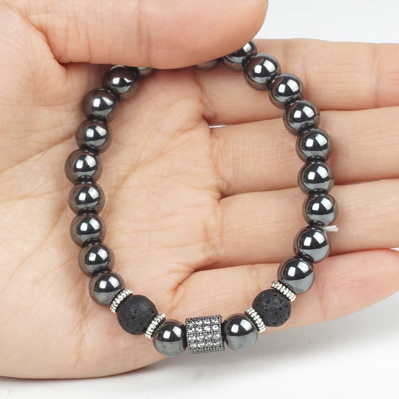 Natural Stone Beads Lava Hematite Bracelet for Men Charms Bracelets &amp Bangles Crystal Male Lucky Yoga Jewelry Accessories | Украшения и