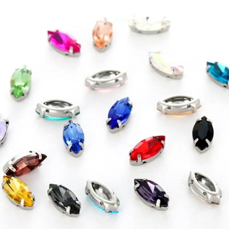 Пришивные стразы для глаз 6x12 7x15 9x18 мм|glass crystal|horse eyecrystal glass stone |
