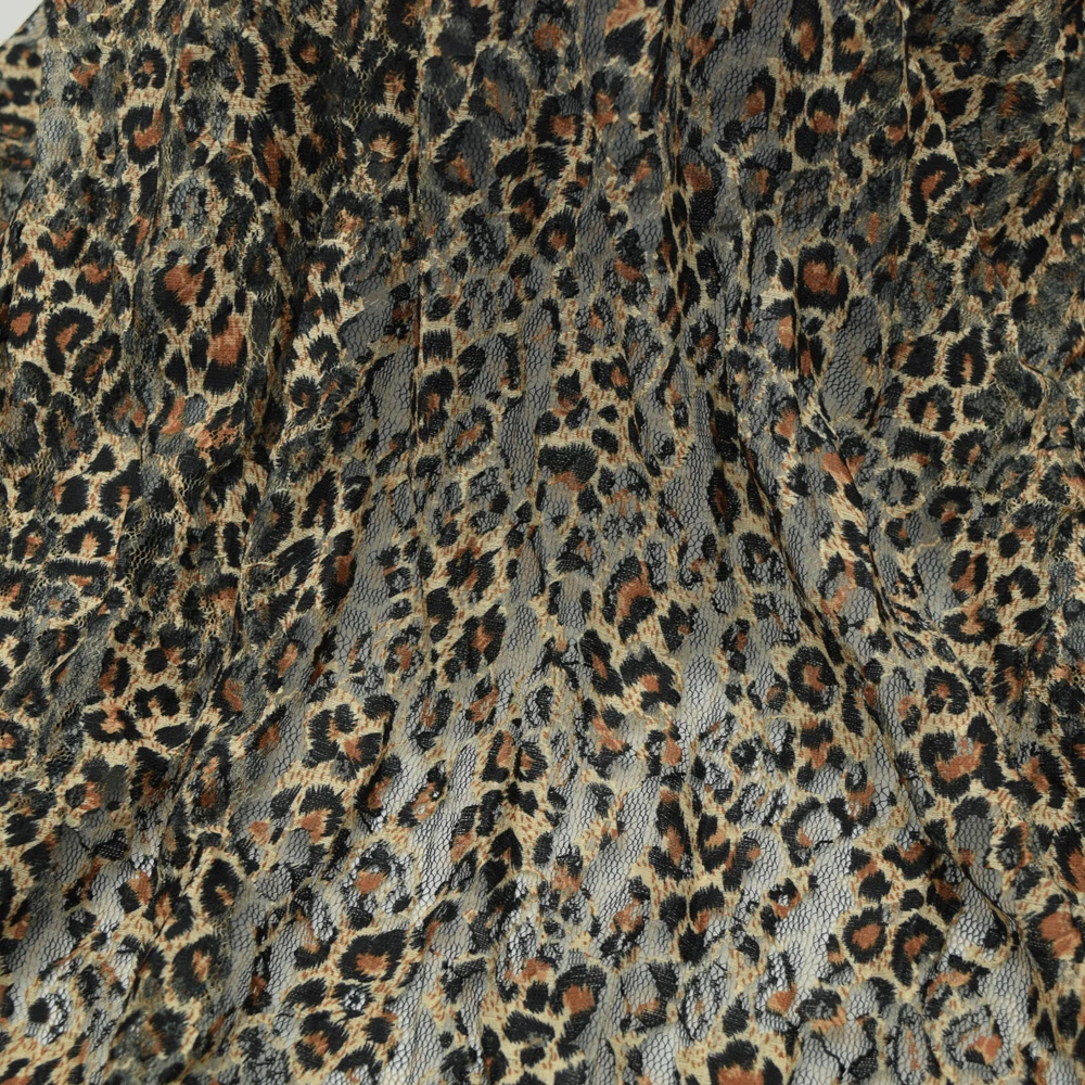 2 ярдов в ширину 150 см Ткань с принтом животных леопардовая кожа печать кружевная