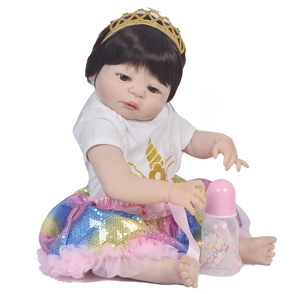 

23 дюймовые куклы для новорожденных, 57 см, полностью силиконовые куклы для новорожденных, реалистичные куклы принцессы для девочек, детские ...