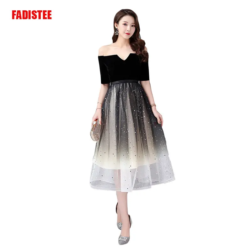 FADISTEE Новое поступление вечернее платье для выпускного вечера vestido de Festa vestido de noiva boho формальное платье с короткими рукавами и рисунком маленьких звезд - Цвет: same as picture