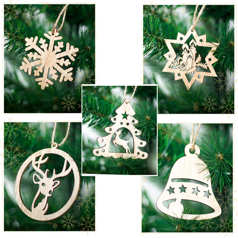 3 шт./лот деревянная подвеска Рождественская елка рождественские деревянные