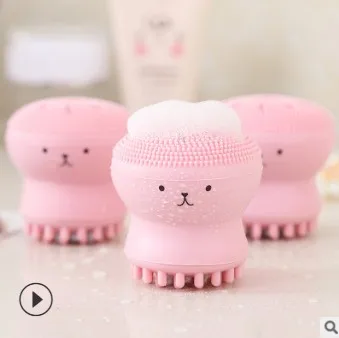 

60pcs/lot Double-headed Multi Silicone Jellyfish Facial Brush Soft Baby Octopus Brush Cleanser Mini Skin Care Tools HA521