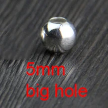 5mm big hole 10 шт стерлингового серебра S925 DIY аксессуары ручной работы шариковые Обжимные бусины ювелирные изделия оптом - Цвет: 5mm big hole
