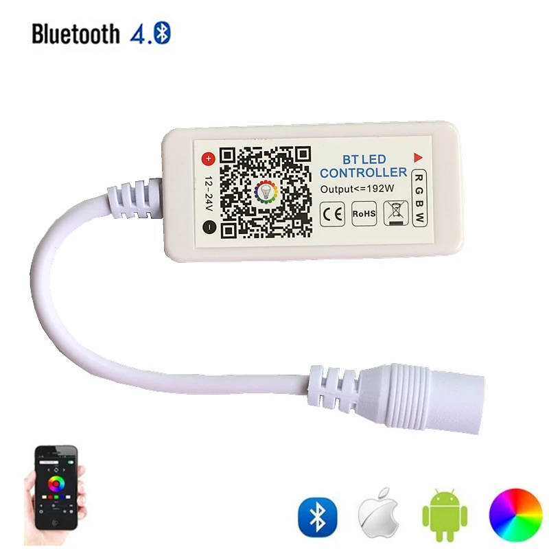 

DC 12-24V 192W IOS Android Phone APP Control Mini Bluetooth RGBW LED Controller for SMD 3528 5050 RGB RGBW RGBWW LED Strip light