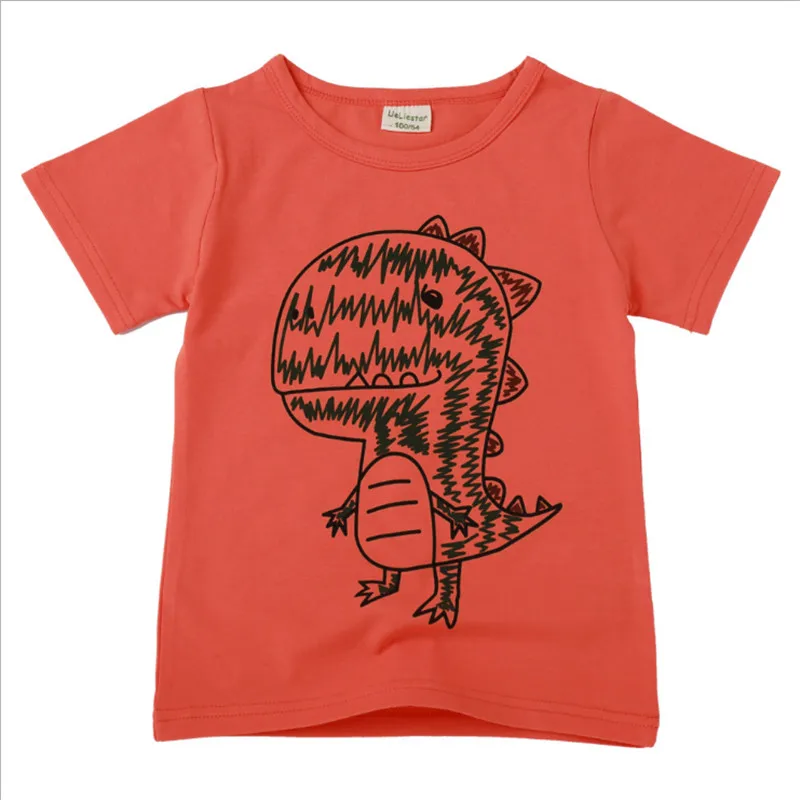 

boys cartoon T shirt boy cute work dream dinosaur pattern printing short sleeves T-shirt for girls birthday gift 2-8 years