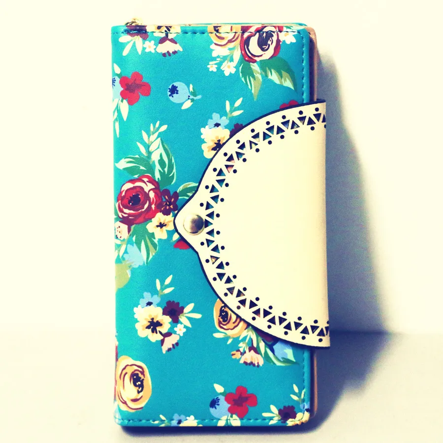 Functional Vintage PU Wallet Small Floral Printadorable Long Envelope Shaped Ladies Fashion Money Card Purse Casual Clutch | Багаж и сумки