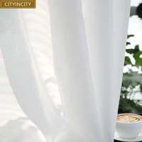 cityincity white curtain for living room soft home decor sheer faux linen voile modern simplicity curtains for bedroom