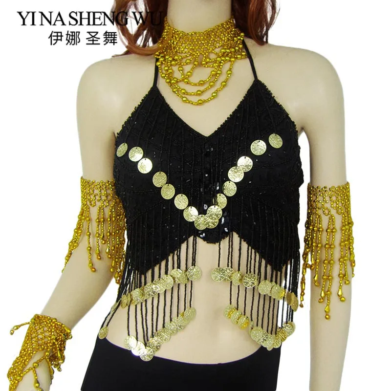 Взрослый бюстгальтер для танца живота с подвесными монетами и бабочками Новый