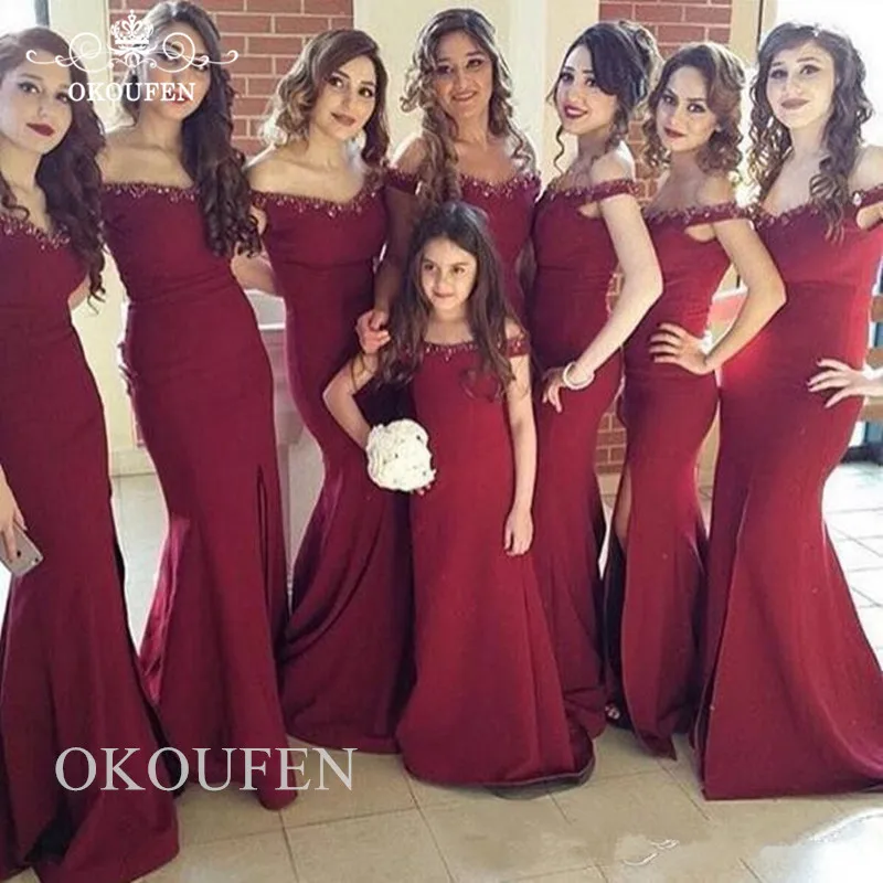 Бисерное платье подружки невесты в стиле русалки 2019 Бургундия сексуальная