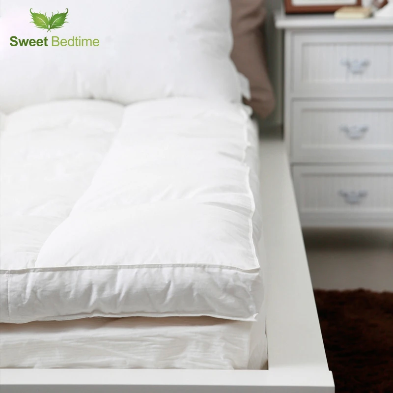 King двухслойный пуховый тканевый матрац для кровати белый утиный пух мат татами