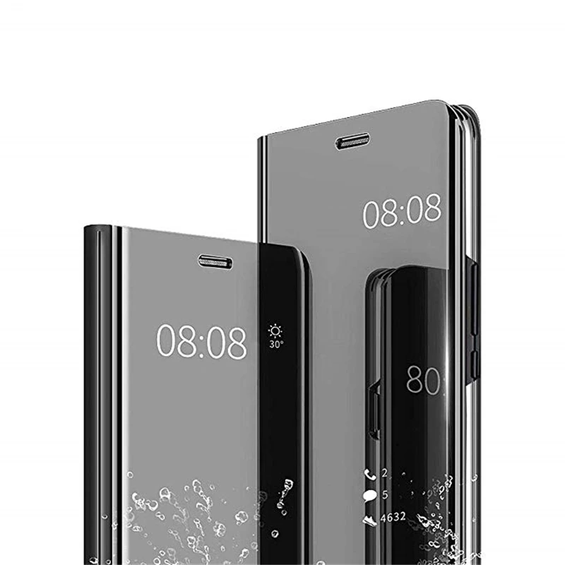 Черный Прозрачный чехол для телефона samsung Galaxy A3 A5 A6 A7 A8 A9 Plus Star для S6 S7 Edge S8 S9 Plus умный зеркальный флип-чехол - Цвет: Черный