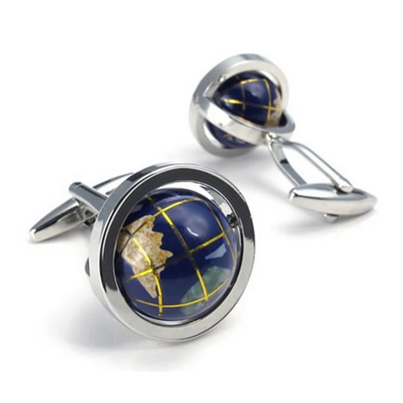 Ювелирные изделия 2 шт мужские глобус рубашки запонки свадьба Синий 1 пара (с