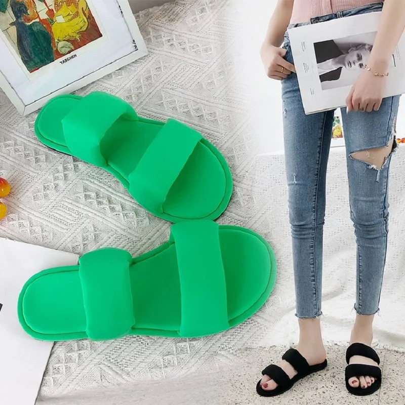 Летние женские сандалии ярких цветов Брендовые пляжные повседневные мягкие