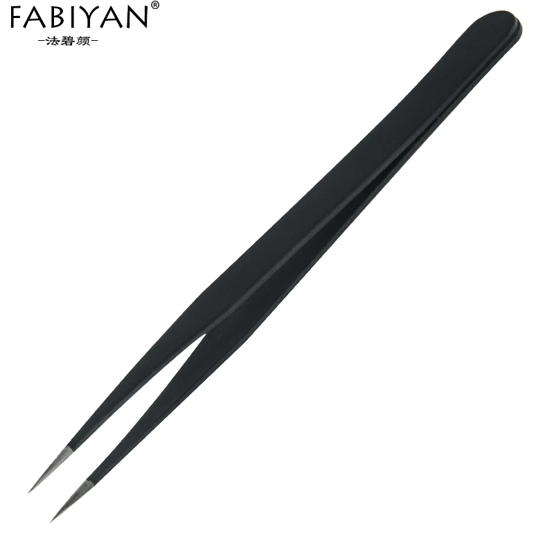 straight tweezers Антимагнитные щипцы для маникюра, пинцет для стрижки ногтей, изогнутые прямые черные маникюрные стразы, блестящий набор инструментов из нержавеющей стали - Цвет: straight tweezers