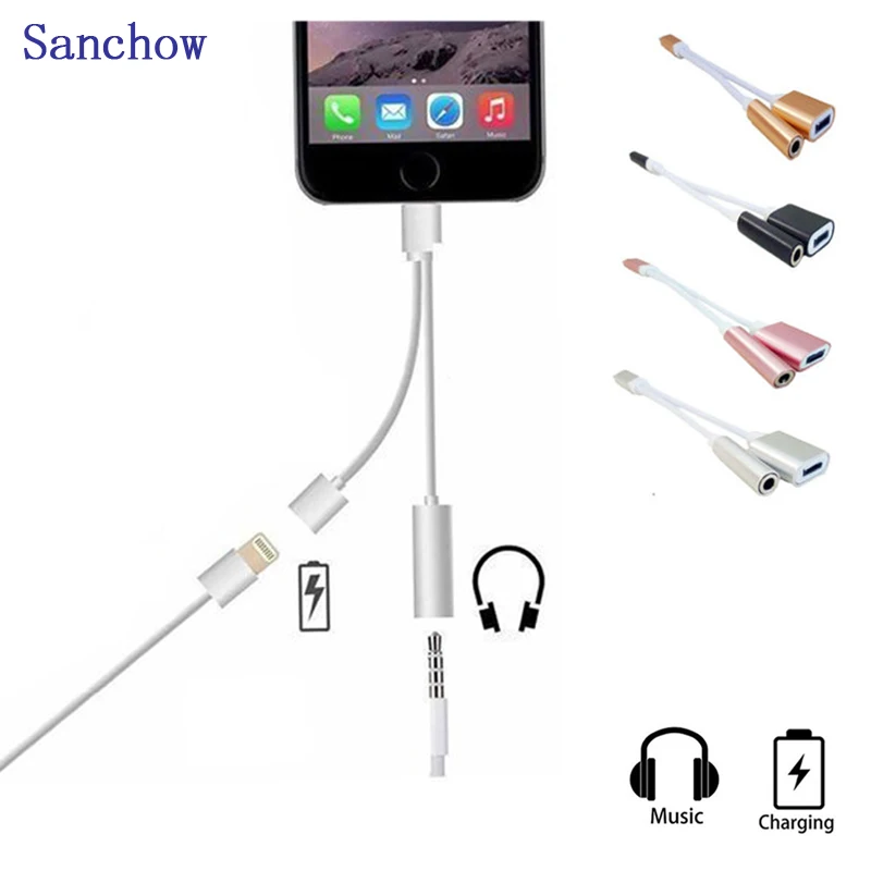 SanChow Беспроводной аудио адаптер для iPhone 7 2 в 1 Lightning Зарядное устройство и 3 5 мм Aux