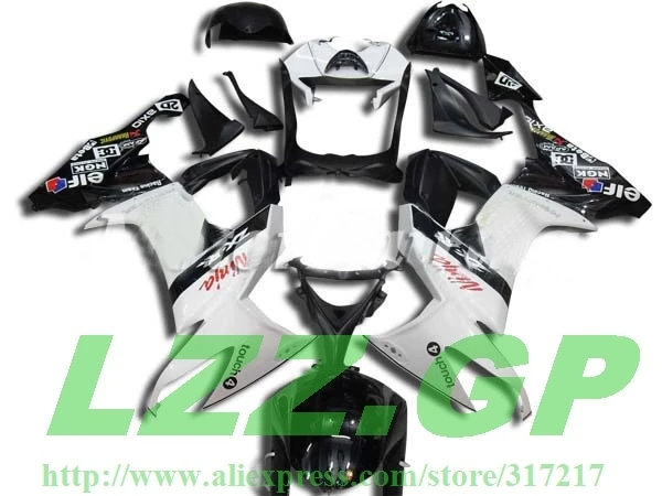 

Black white Fairing parts FOR KAWASAKI NINJA ZX10R 08-09 ZX 10R 08 09 ZX-10R 08-09 ZX 10R 2008 2009 fairing kit #11hf freecustom
