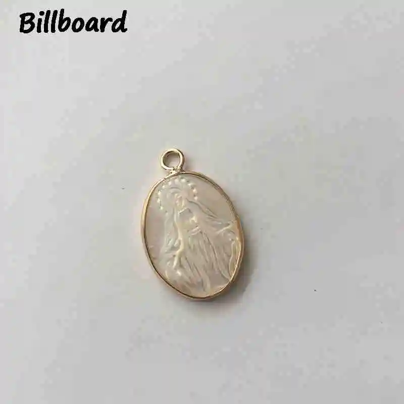 Natural White Shell Pendant Oval Virgin Mary Charms Pendant 14*22MM For DIY Jewelry Necklace Bracelet Making Finding Accessories