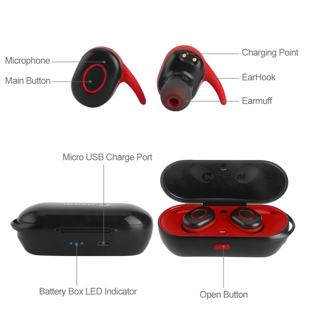 Мини беспроводной Bluetooth наушники Беспроводная гарнитура устойчивое Близнецов с