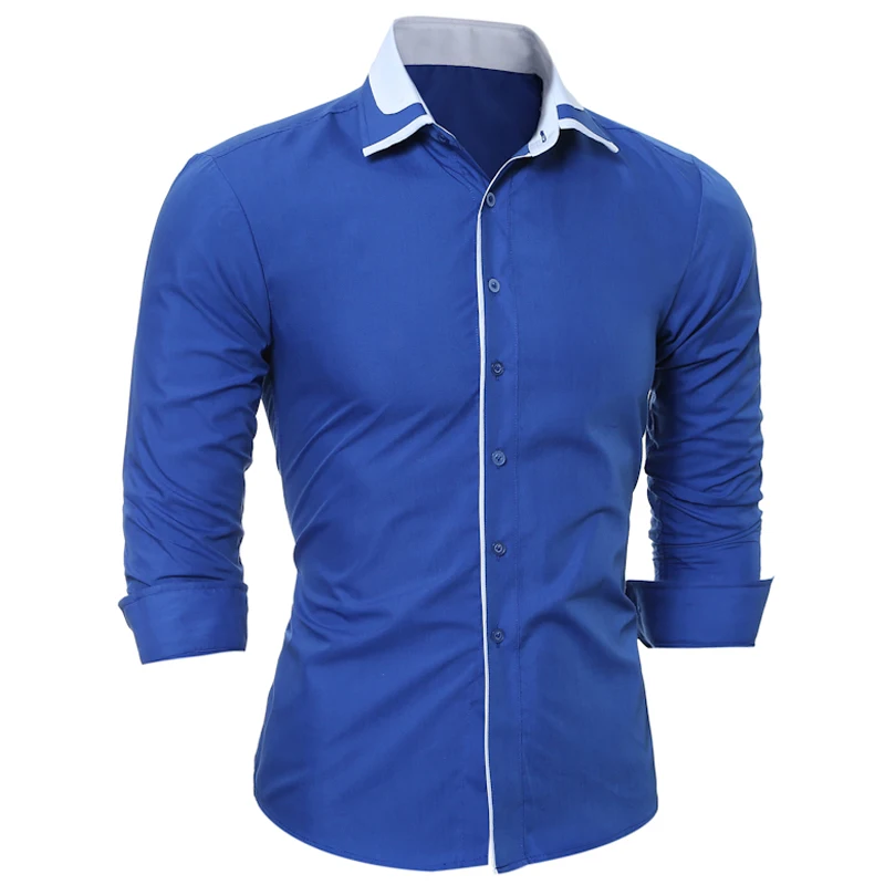 Brand 2018 Fashion Male Shirt Long-Sleeves Tops Simple Solid Color Generous Mens Dress Shirts Slim Men 3XL | Мужская одежда