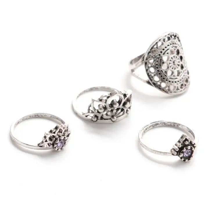 4 шт./компл. богемные Модные Ретро преувеличенные полые лотоса тотемные