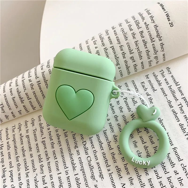 Милый сердечко для Airpods чехол Bluetooth защитный чехол для наушников силиконовый чехол Капа мультфильм для Airpods аксессуар ключевой ремень - Цвет: Style 2