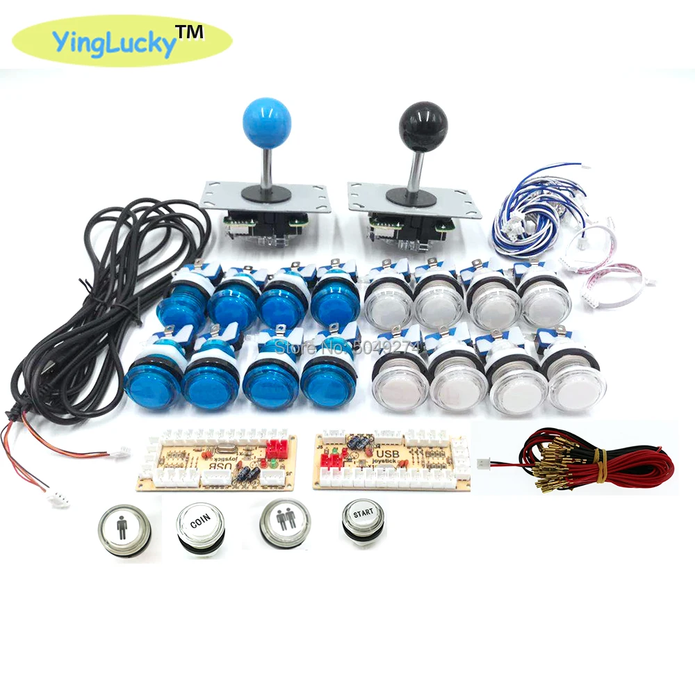 Нулевая задержка игровой DIY комплект комплекты деталей для игровых машин 2* sanwa Джойстик 2*5 в светодиодная кнопка 2* USB к ПК/Raspberry Pi плата
