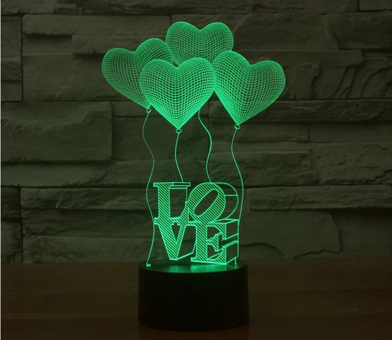 Valentine's day four LOVE3D lights colorful touch vision stereo lights energy saving gradient desk lamp night
