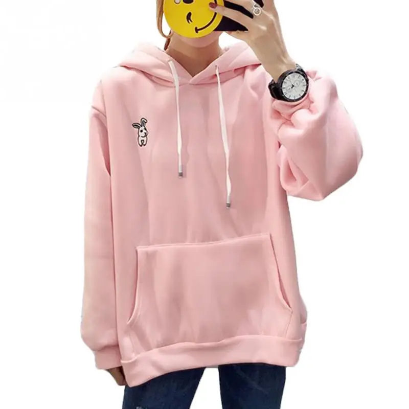 Милые женские толстовки с капюшоном Толстовка вышивкой заячьи ушки пуловеры