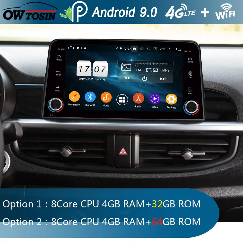 1280*720 8 &quotIPS 8Core 4 + 64G Android 9 0 автомобильный мультимедийный плеер GPS Радио стерео для