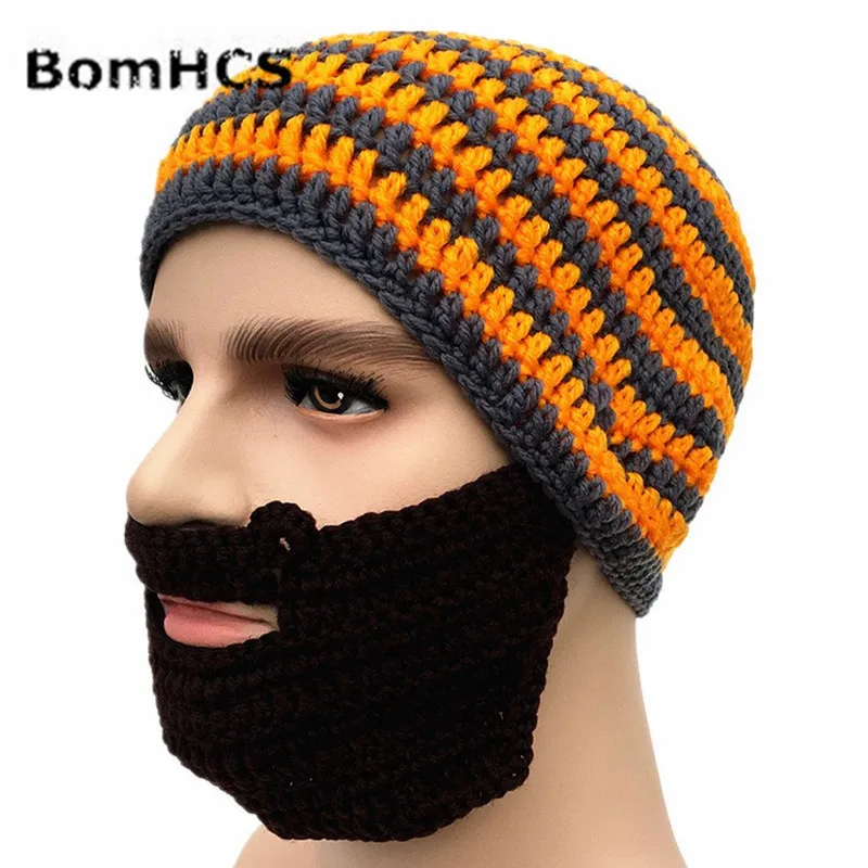 BomHCS шапка с бородой бини теплые вязаные вещи для зимы ветрозащитные забавные