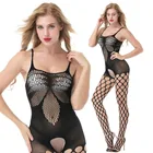 Женское нижнее белье, Сетчатое боди, сексуальное нижнее белье, подвязка с открытой промежностью, Женское боди с большим сетчатым вырезом, обтягивающие сексуальные игры