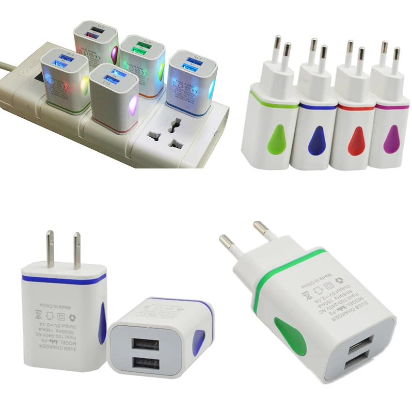 Новое двойное зарядное устройство USB EU/US переходник зарядное устройство для мобильного смартфона светодиодный светильник Универсальное зарядное устройство зарядная головка